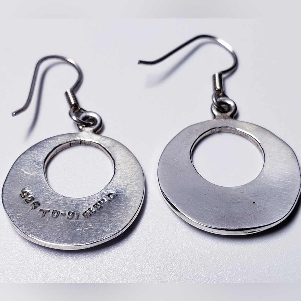 Aztec Mayan Malachite Circle Dangle Earrings - image 5